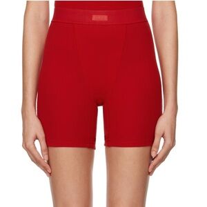 SKIMS Cotton Ribbed Shorts in Red